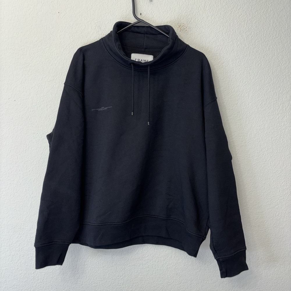 FRAME Denim Funnel Neck Black Sweatshirt Hoodie Women's Size L Pullover